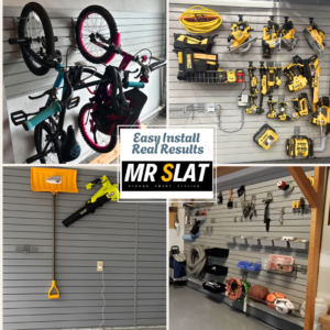 PVC slatwall system in garage and retail space