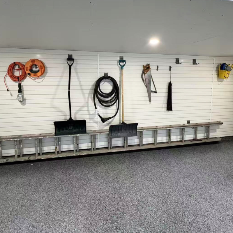 Canadian home garage organization with PVC slatwall