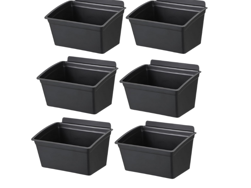 Black Plastic Storage Bin Set – 6 Pack