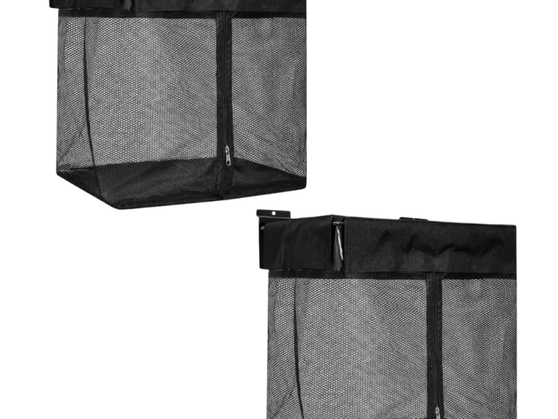 slatwall mesh basket for garage wall storage with breathable black mesh
