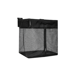 Black slatwall mesh storage bag with front zipper, hanging organizer for MR SLAT slatwall
