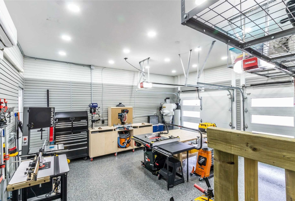 MR SLAT garage organization with neat tool storage and clean workspace