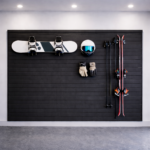 Expandable MR SLAT ski wall storage system compatible with additional panels and hooks for future organization